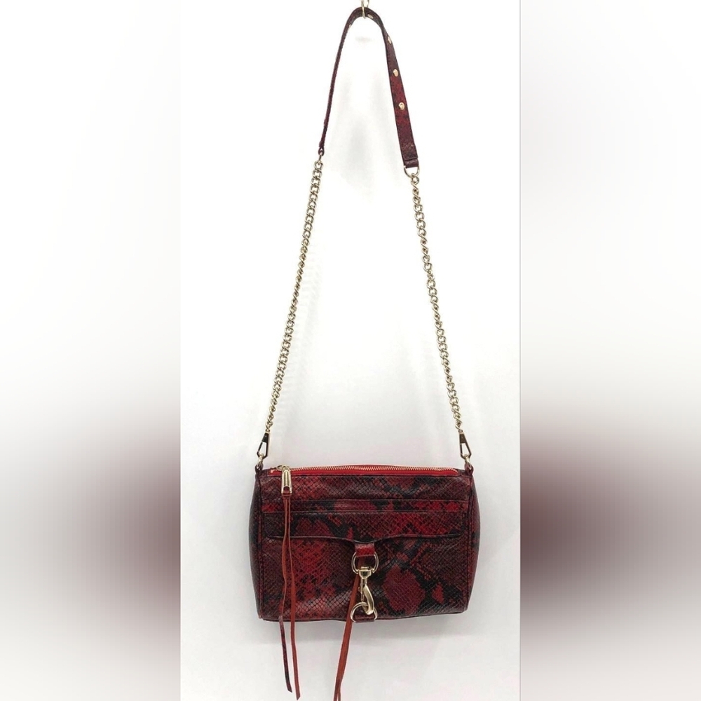 Rebecca Minkoff Red Snake Print Chain Strap Bag